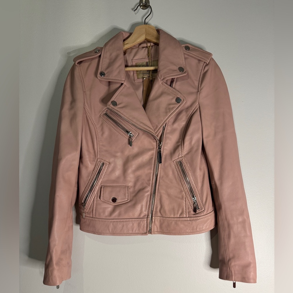 Adorable Pink Leather Moto Jacket by Wilson’s Leather